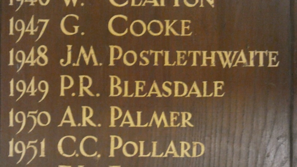 Dr Postlethwaite on Veterans Trophy Board Whalley Golf Club